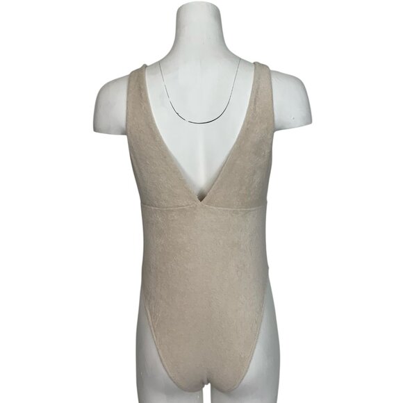 Free People Stone Fox Swim Terry Elm One Piece Swimsuit M Sand Dollar Cream - Picture 2 of 13